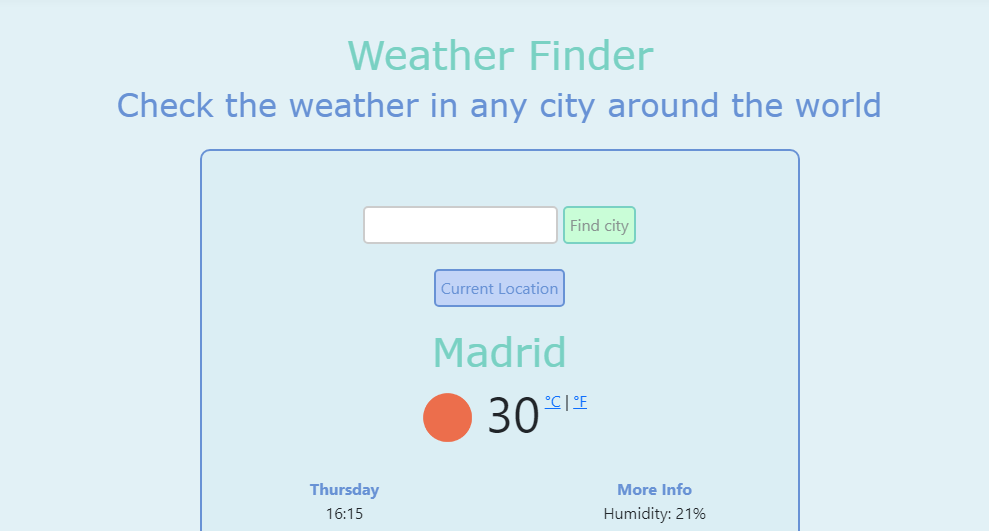 Overview of the Weather Finder App